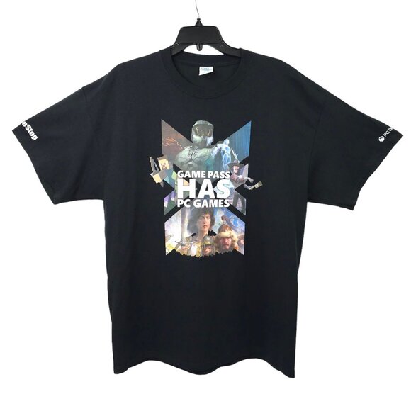 Game Pass Has PC Games Xbox T Shirt Mens XL GameStop Employee Shirt Gaming Halo - Picture 1 of 16